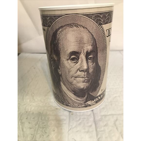 Ben Franklin Hundred Dollar Bill Money Coin Saver Tin Money Savings Piggy Bank - Picture 1 of 10